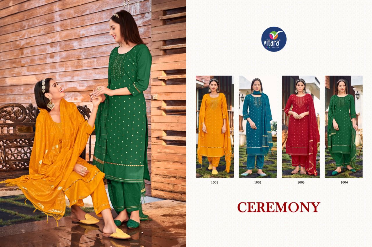 Vitara Ceremony Wholesale Kurti Pant With Dupatta Collection